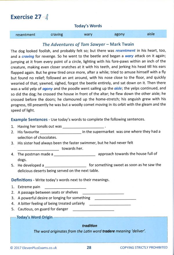 11 + Verbal Reasoning - Vocabulary In Context - Level 2 Supply